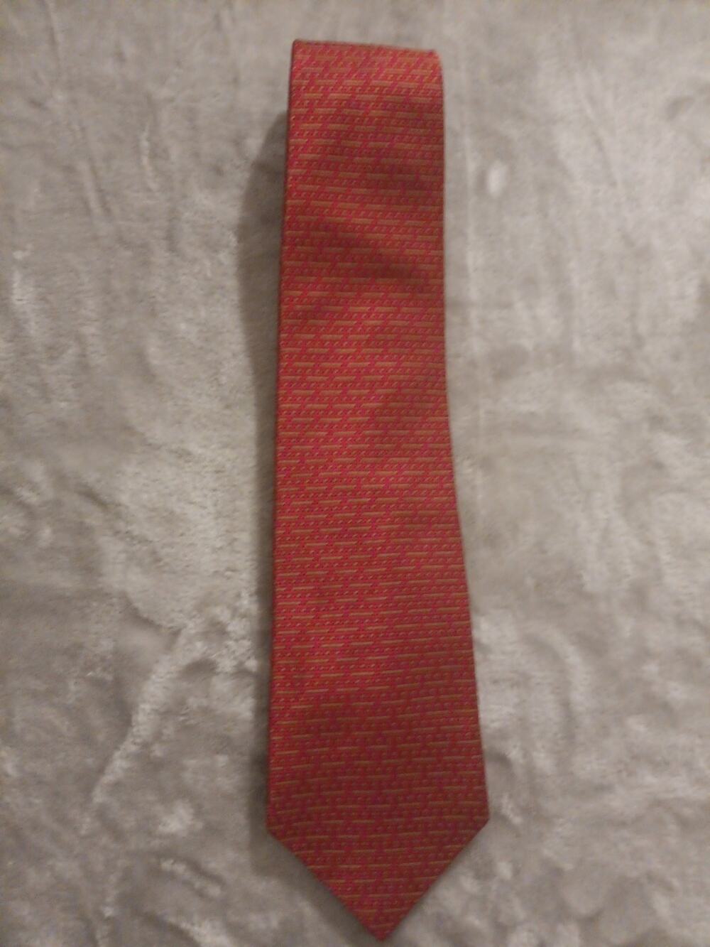 Sulka Red Geometric Print Mens Tie Made In France 58L x 4W